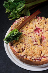 a delicious, summery rhubarb cake with crumble