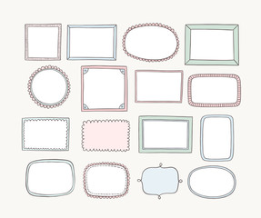 Hand drawn vector frames and labels. Doodle vector design elements. Cartoon style.