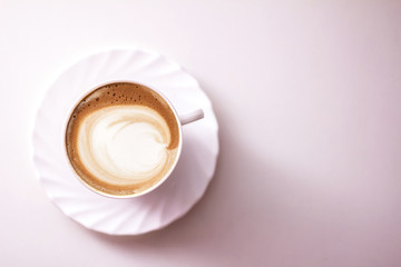 hot coffee cappuccino latte art in a cup