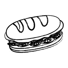 sketch of sandwich icon over white background, vector illustration