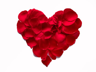 red heart shaped rose petals