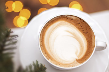 hot coffee cappuccino latte art in a cup