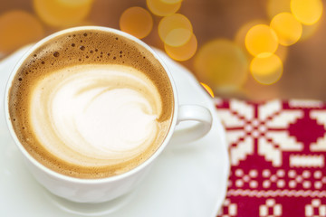 hot coffee cappuccino latte art in a cup