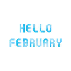 Hello February card with blue watercolor