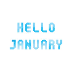 Hello January card with blue watercolor