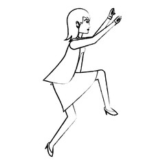 sketch of businesswoman icon over white background, vector illustration