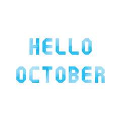 Hello October card with blue watercolor