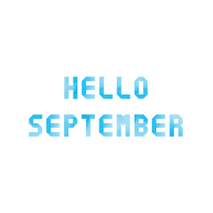 Hello September card with blue watercolor