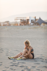 Sportswoman Tying Shoelace