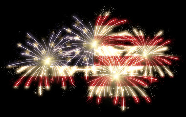 4th of july fireworks with american flag overlay on black background, horizontal version - 211125343