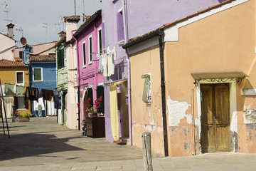 Fototapeta na wymiar Colorfull houses in Burano island. Venice, Italy