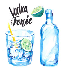 A glass with ice and lime