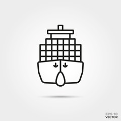 Container ship vector icon.