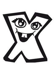 X buchstabe name schreiben cartoon comic gesicht lustig lebendig logo cool ABC