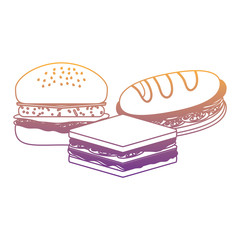 sandwichs and hamburger icon over white background, vector illustration