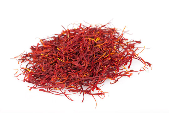 A lot of saffron isolated on white