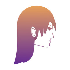 cartoon woman with ling hair over white background, colorful design vector illustration