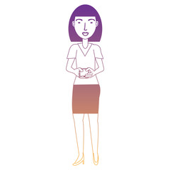 Cartoon woman using a cellphone over white background, vector illustration