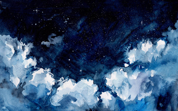 Watercolor night sky