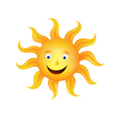 Vector smiling sun isolated on white background
