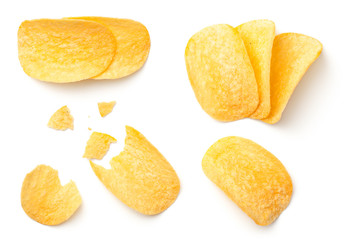 Potato Chips Isolated on White Background