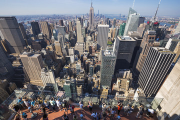 View of New York City as seen from the Rockefeller Center Observation Deck, New York City, USA