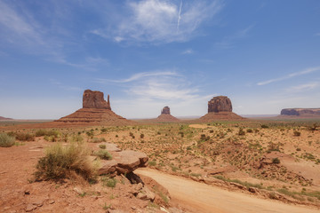 East and West Mitten Buttes, and Merrick Butte in Monument Valley Navajo Tribal Park