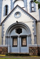 Architecture of Kaliningrad, Russia. Former church of Queen Louise. Color photo.