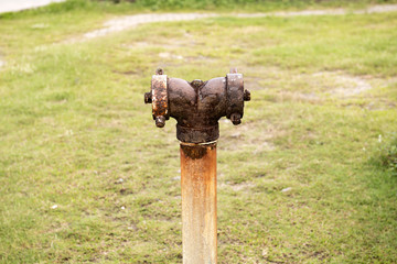 Fire hydrant that is located along the beach to prevent disaster, Songkhla province, Thailand...