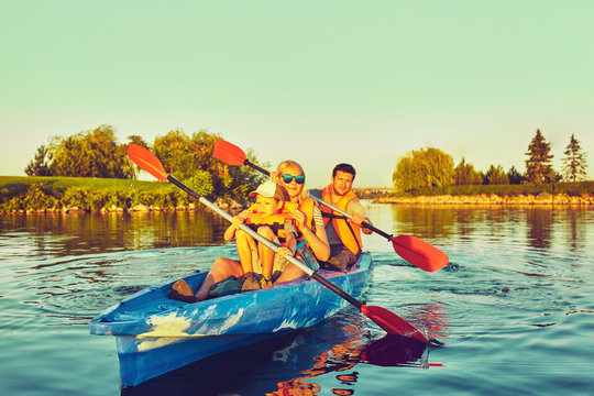 Wild nature and water fun on summer vacation. Camping and fishing.