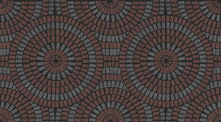 Fototapeta premium Brick laying radial patterns in patio paving