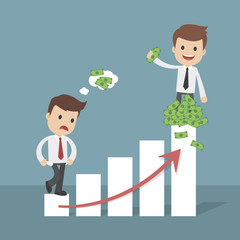 Funny Cartoon Businessmen on a Graph