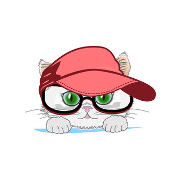 Cat in a cap and glasses