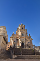 Fototapeta na wymiar Ragusa Ibla, or simply Ibla, is one of the two neighborhoods that form the historic center of Ragusa in Sicily.