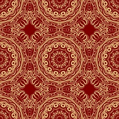 Floral Geometric Pattern with hand-drawing Mandala. Vector illustration. For fabric, textile, bandana, scarg, print.