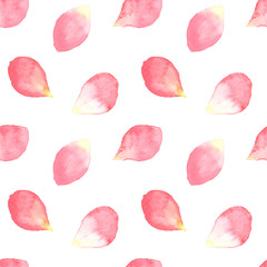 Seamless gentle floral watercolor pattern with rose petals