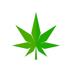 Cannabis sign illustration. green leaf marijuana icon