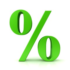 percentage sign percent 3d discount green isolated