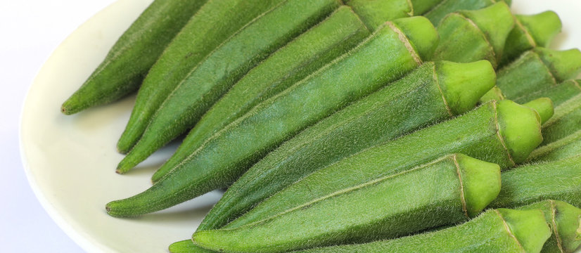 baby okra in a white place
