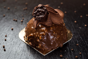 Chocolate truffle cake with nuts