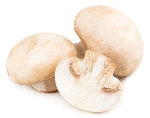Fresh champignon mushrooms isolated on white background