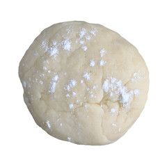 Piece of sandy paste. On black. Top view. Closeup. Isolated on white.