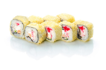 MiTo salmon tempura, sushi, rolls, poppies, Japanese cuisine