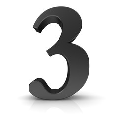 3 number three third black 3d isolated