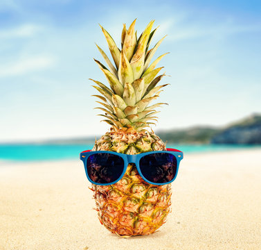 Summer time and fresh pineapple fruit 