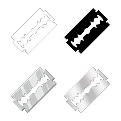 razor blade set design isolated on white background