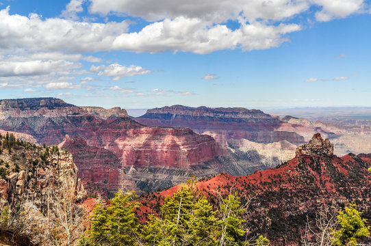 White Clouds Cast Shadows Bringing Out the Rich Color of the Grand Canyon in Arizona