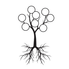 Black Tree with rings. Vector Illustration.