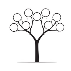 Black Tree with rings. Vector Illustration.