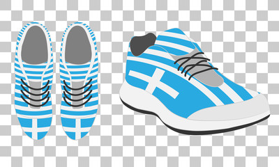 sport running shoes with laces. snickers in colors of Greece nation flag